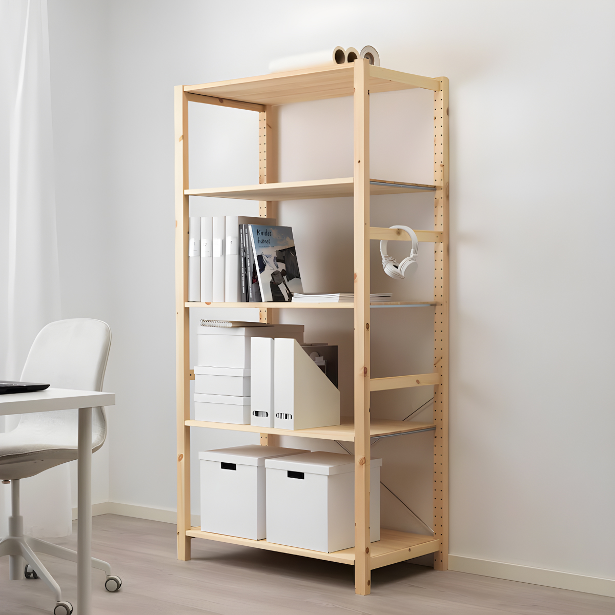 картинка Стеллаж Икеа Ивар, массив сосны, 5 полки, 89x50x179 см. от магазина ИДЕЯ